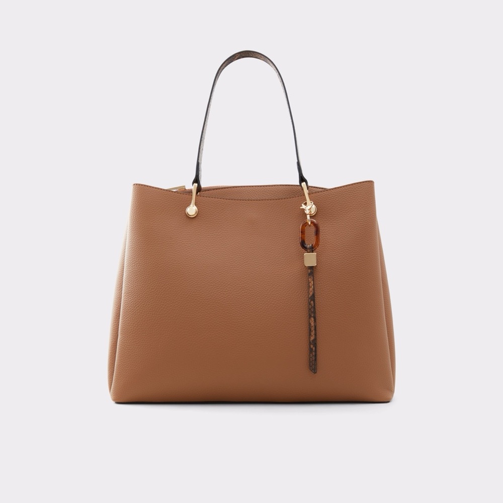 Aldo Brown Tote Bag with Snake Print Handle